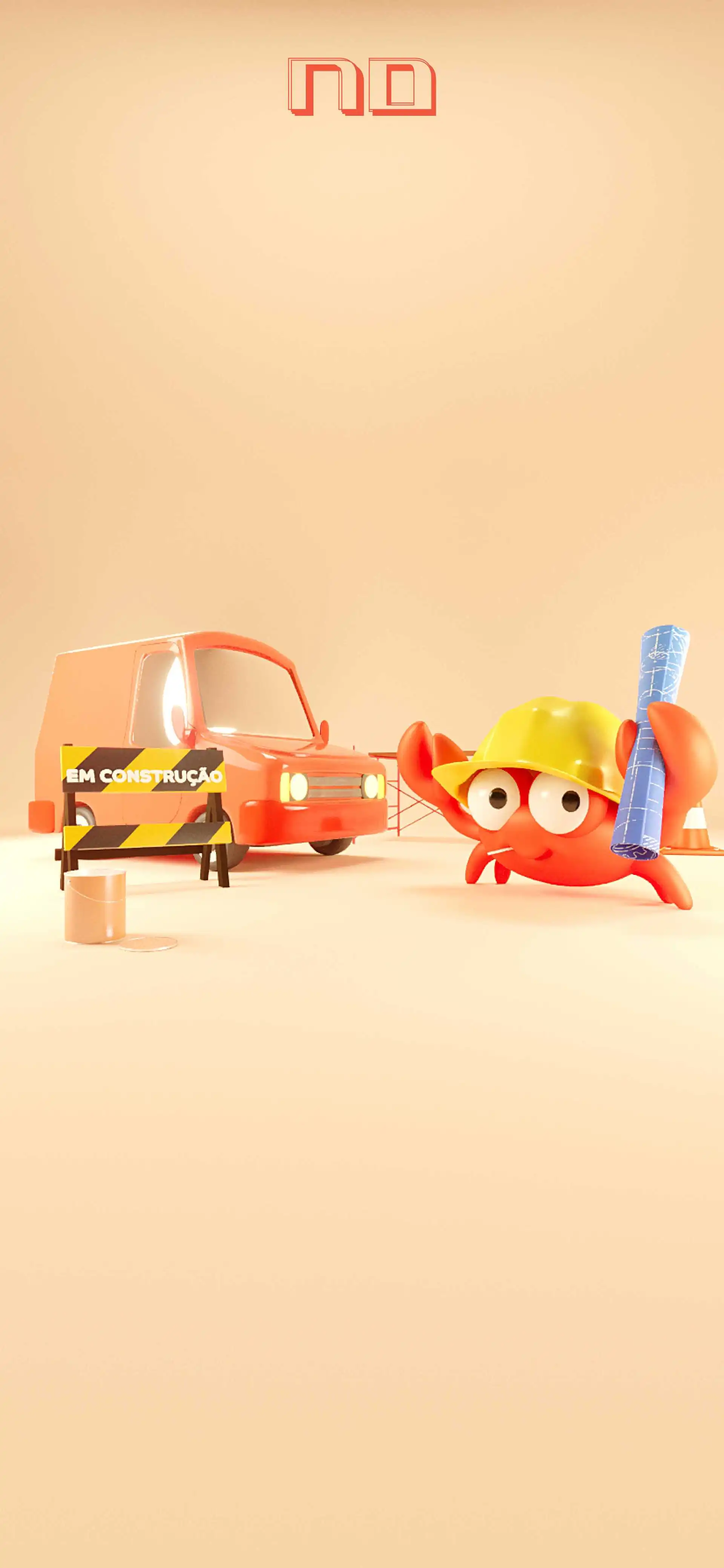 Banner do mascote caranguejo fofo com equipamentos de construção apresentando, em construção da empresa vapu-vapu